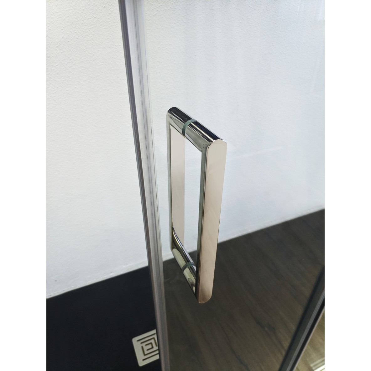 Porte coulissante transparent frontale en accès d'angle libre 1fixe+1coulissant transparent KENNA