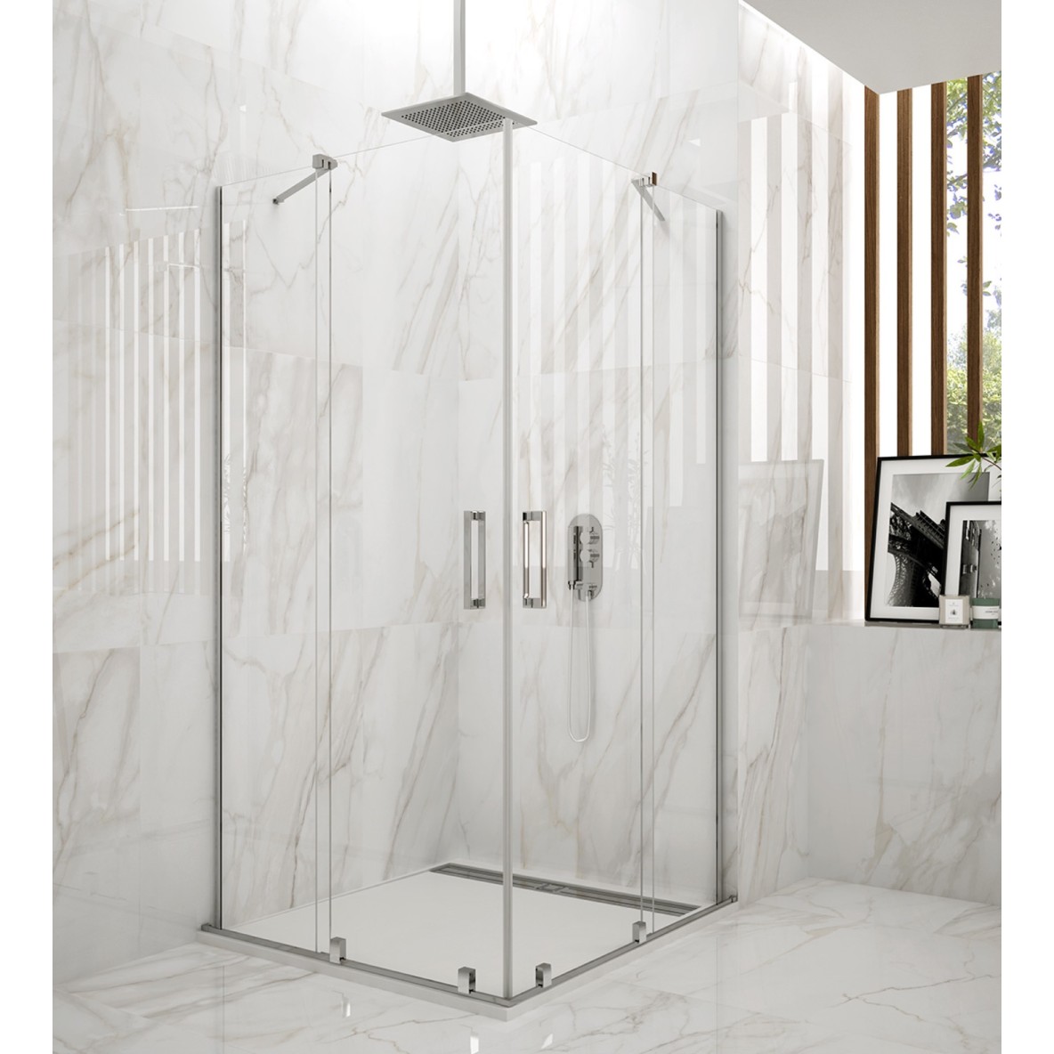 Double porte coulissante Accès d'angle transparent VITRO