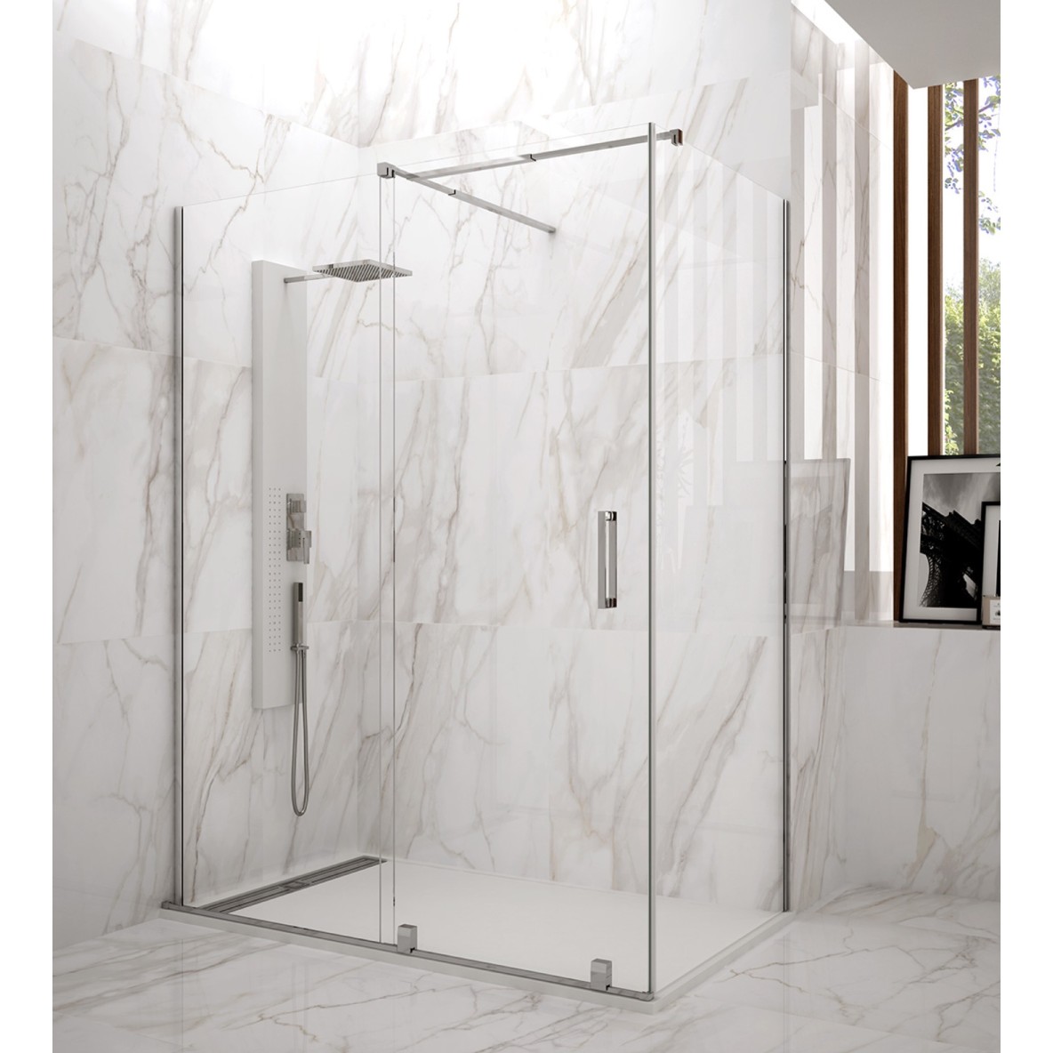 Porte coulissante fermeture sur verre fixe transparent VITRO