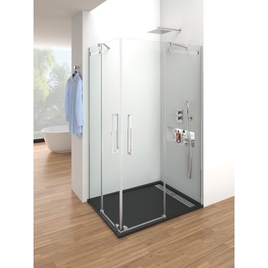 Double porte coulissante Accès d'angle transparent VETRUM