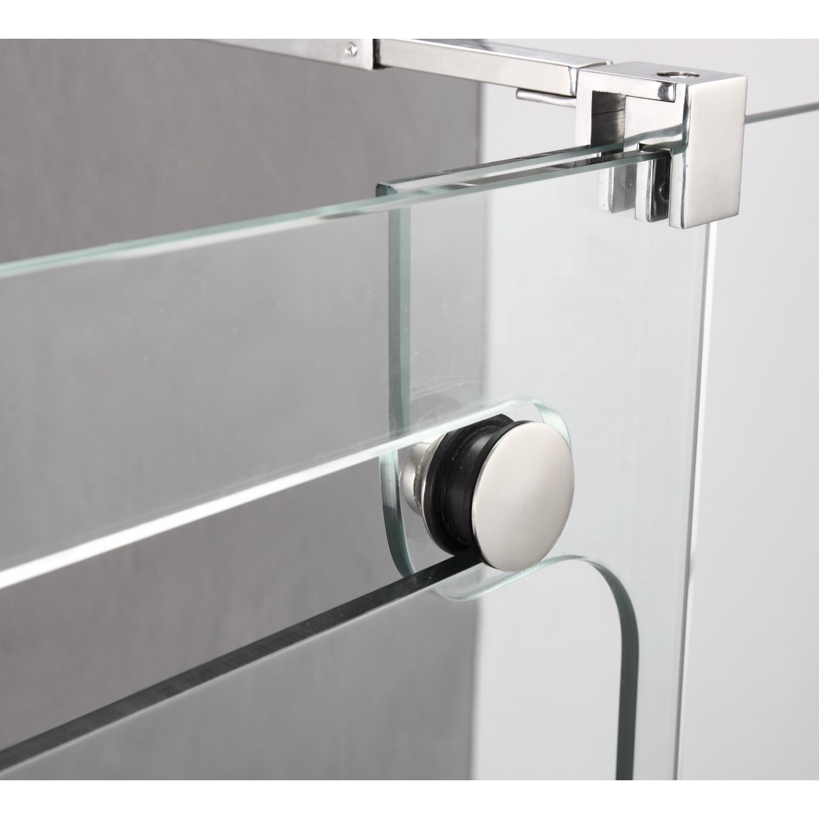 Porte coulissante fermeture sur verre fixe transparent VETRUM