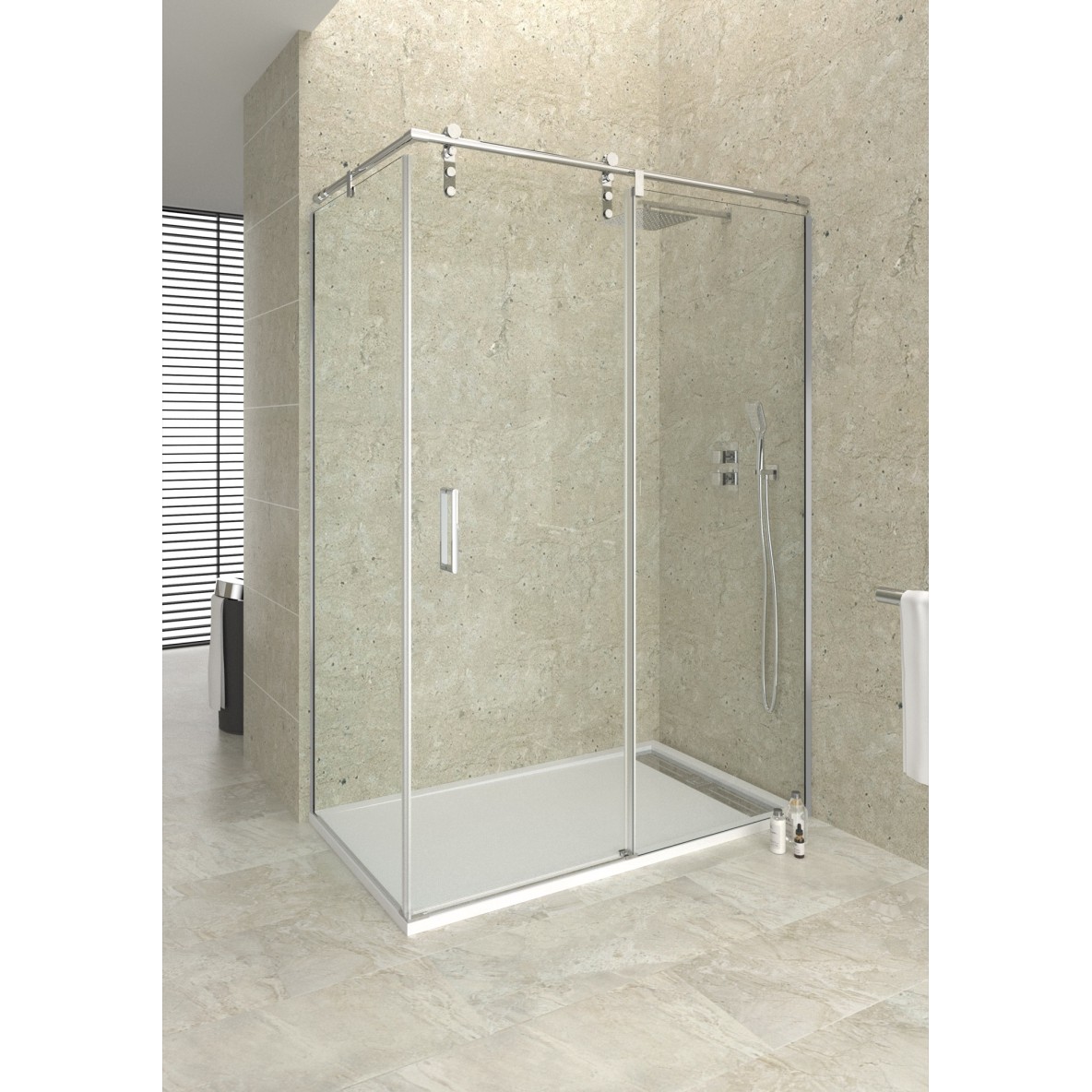 Porte coulissante fermeture sur verre fixe transparent MOVING