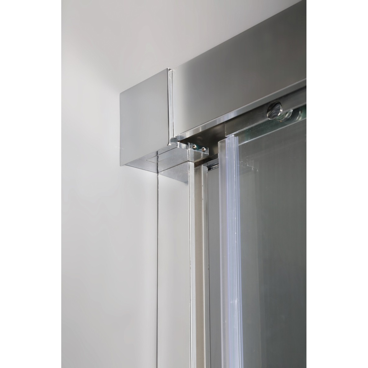 Porte double coulissante fermeture sur verre fixe transparent TRIO