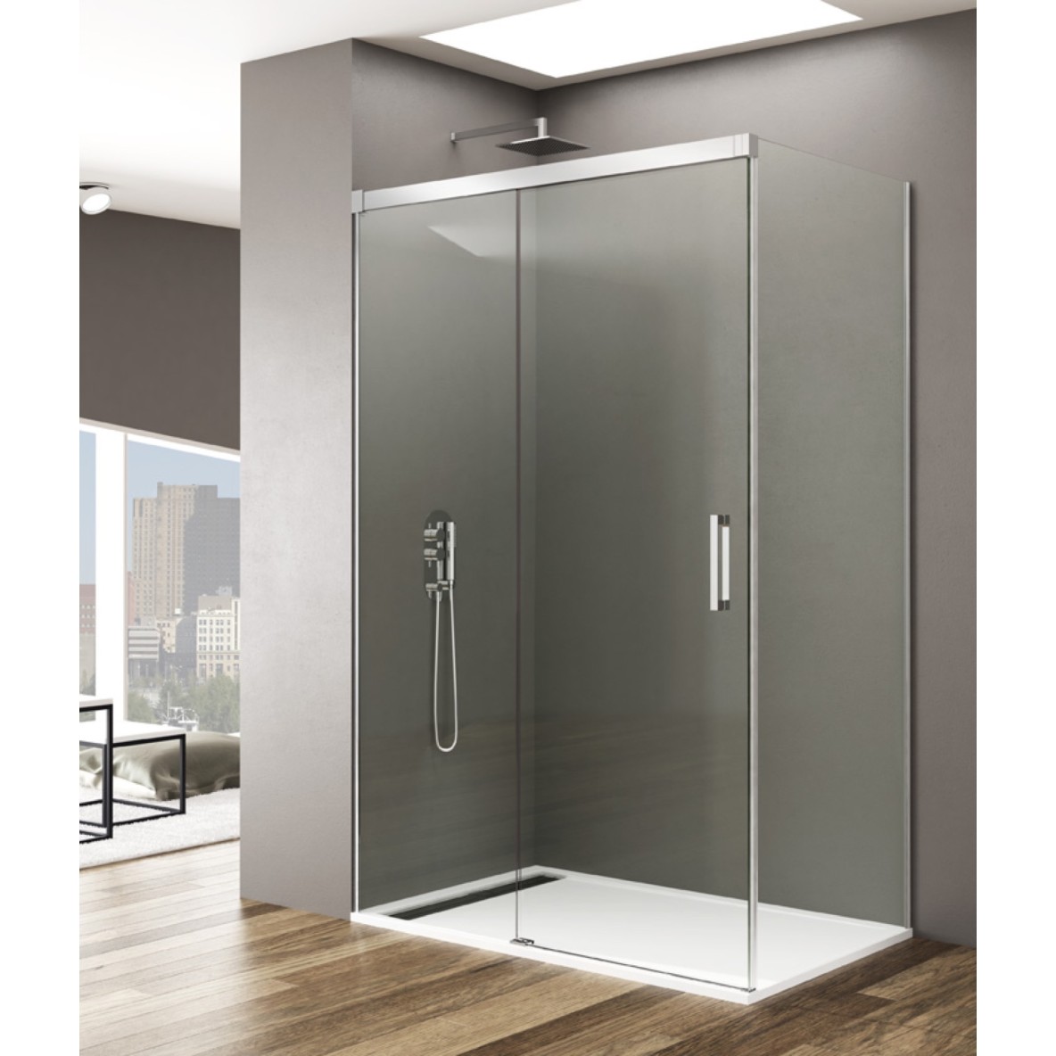 Porte coulissante fermeture sur verre fixe BASIC