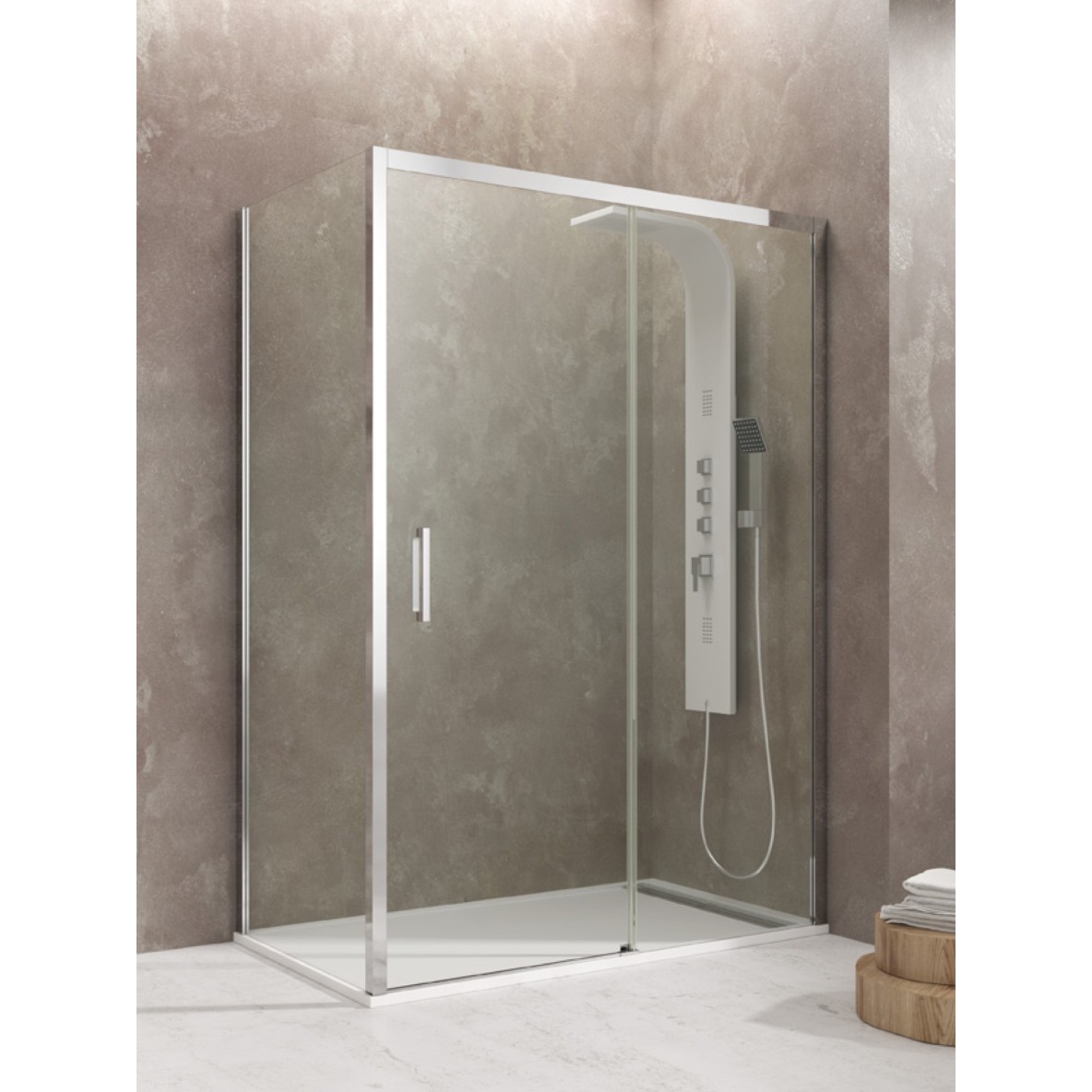 Porte coulissante fermeture sur verre fixe AKTUAL