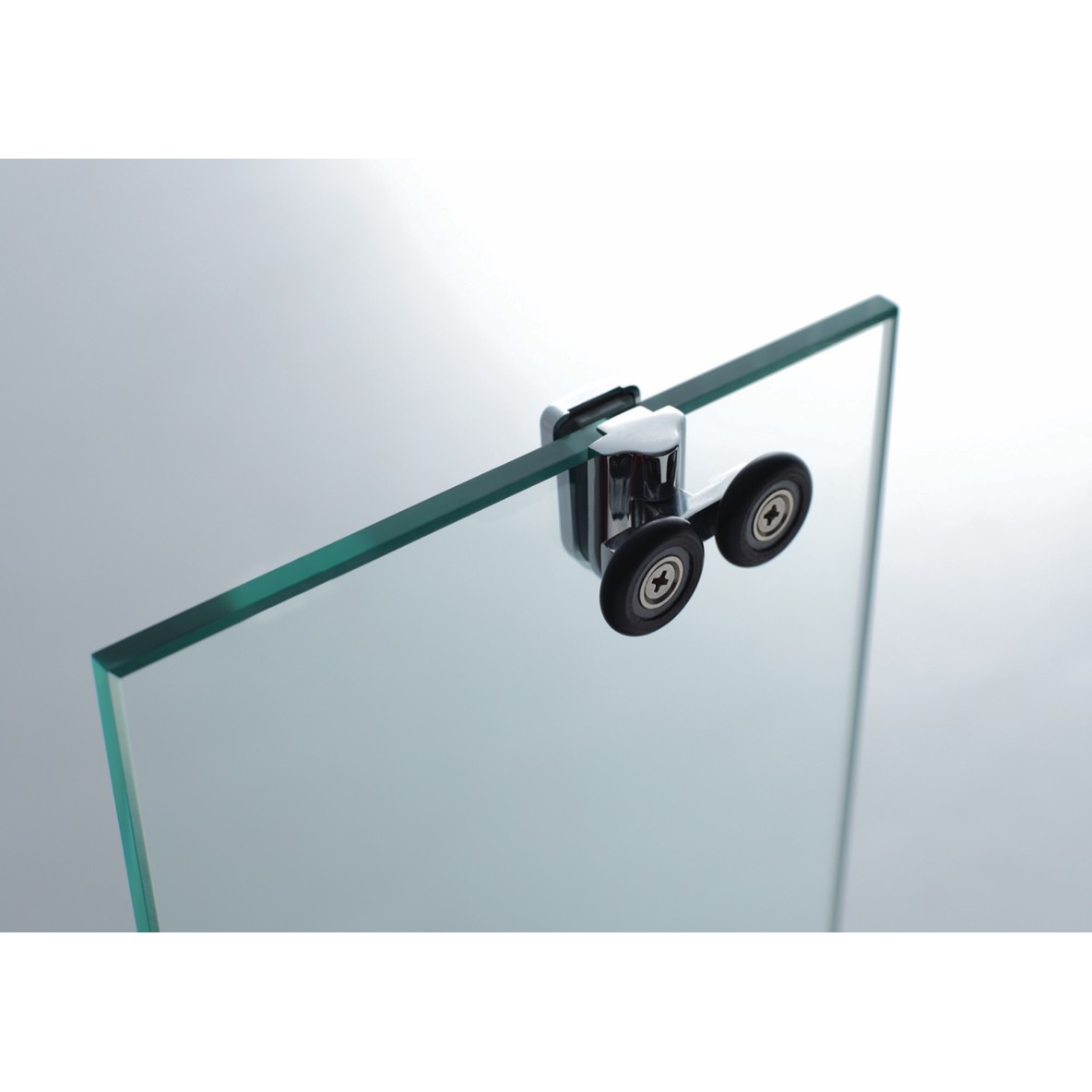 Porte coulissante fermeture sur verre fixe PRESTIGE TITAN