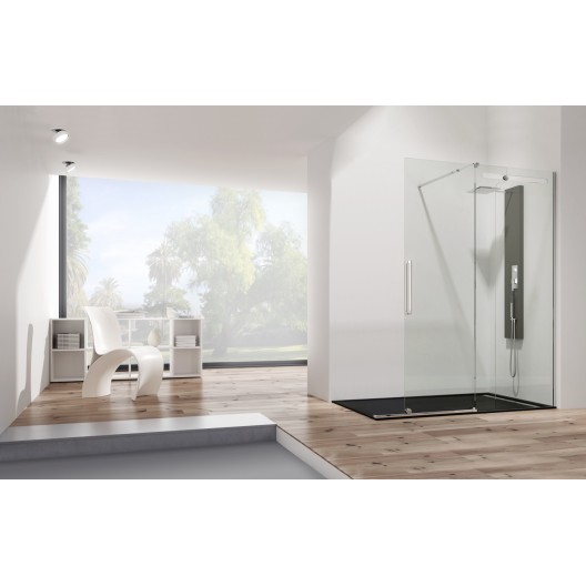 Porte coulissante transparent frontale en accès d'angle libre VETRUM FREE