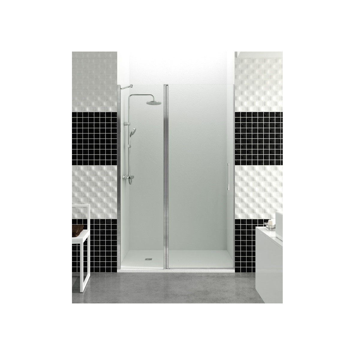 Parois fixe frontale + Parois battante fermeurte sur aimant mural OPEN COMBI C