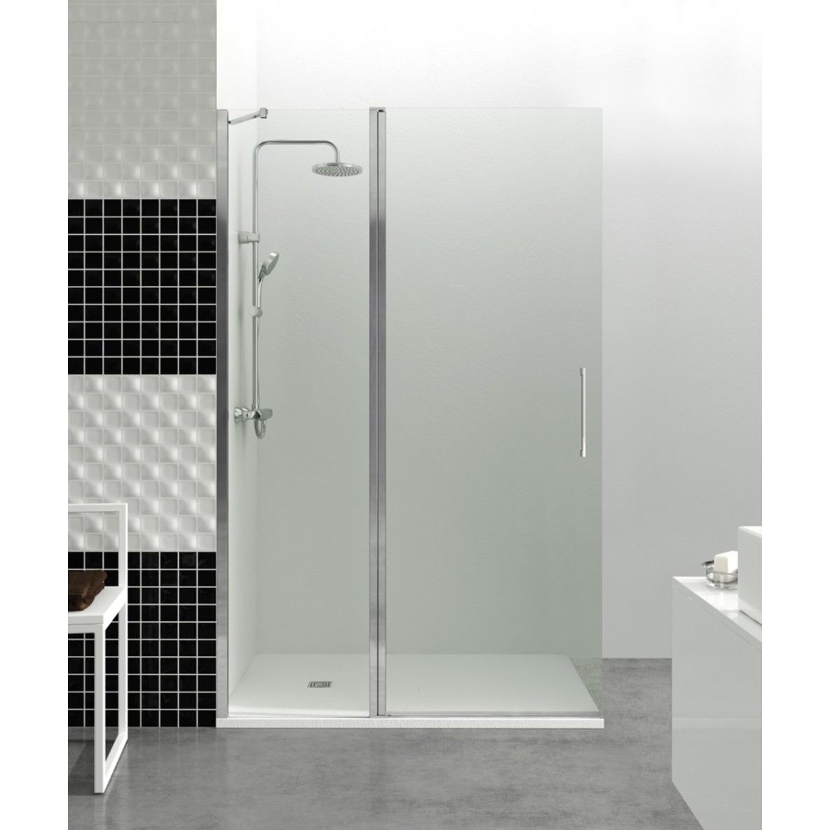 Parois fixe frontale + Parois battante fermeurte sur aimant mural OPEN COMBI C