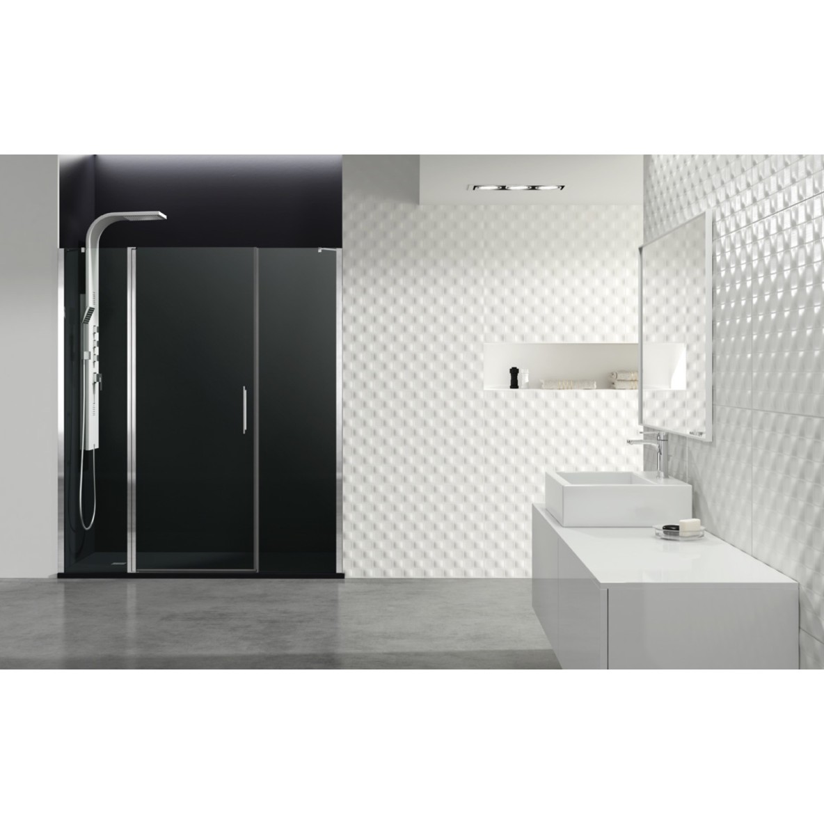 Paroi battante entre deux parois fixe OPEN COMBI F