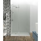 Parois fixe frontale + Porte battante fermeture sur aimant mural GLASS COMBI C