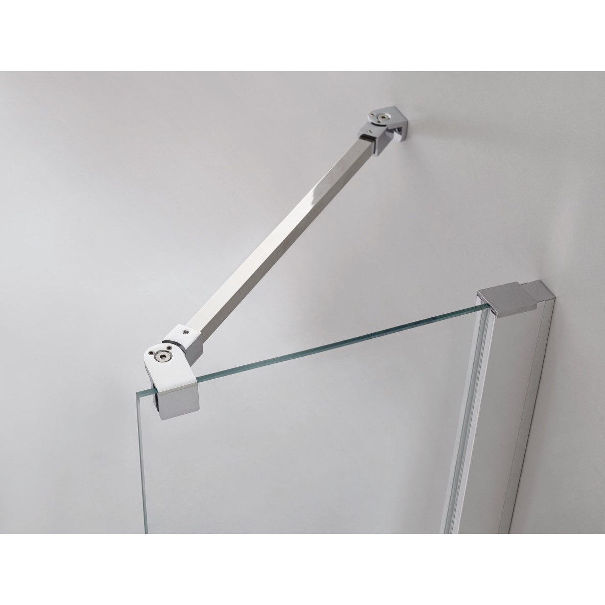 Parois fixe frontale + Porte battante fermeture sur aimant mural GLASS COMBI C