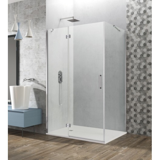 Parois fixe frontale + Porte battante fermeture verre fixe GLASS COMBI C + lat. fixe