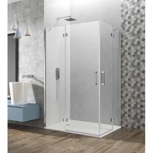 Double Parois fixe + double porte battante en angle transparent GLASS COMBI H