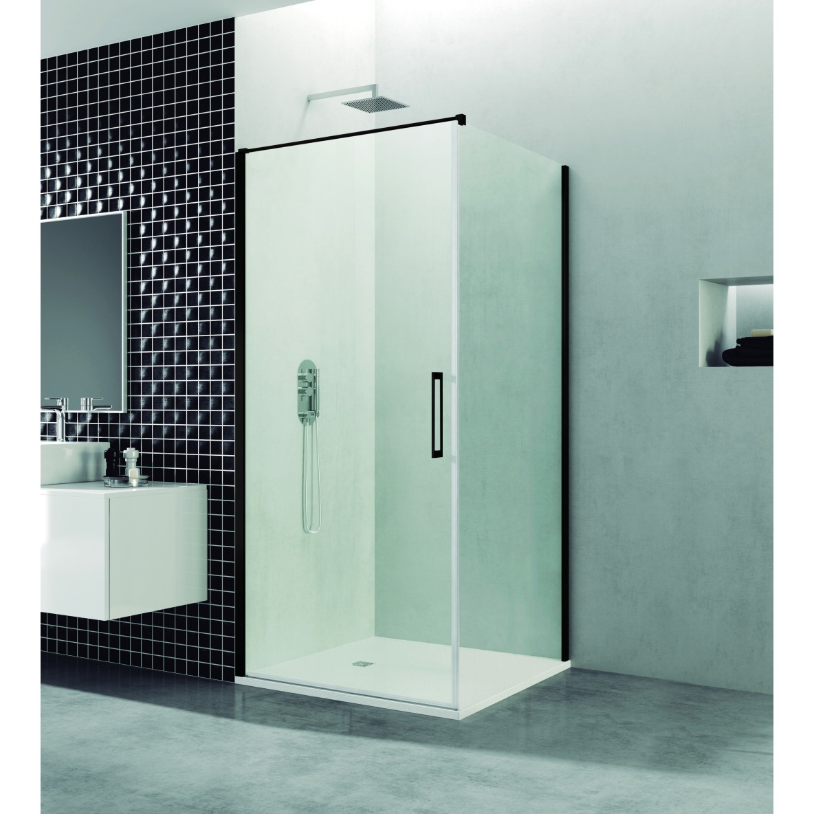 Parois battante fermeture sur parois fixe OPEN COMBI A + lat fixe