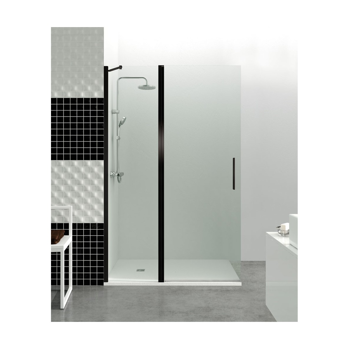 Parois fixe frontale + Parois battante fermeurte sur aimant mural OPEN COMBI C