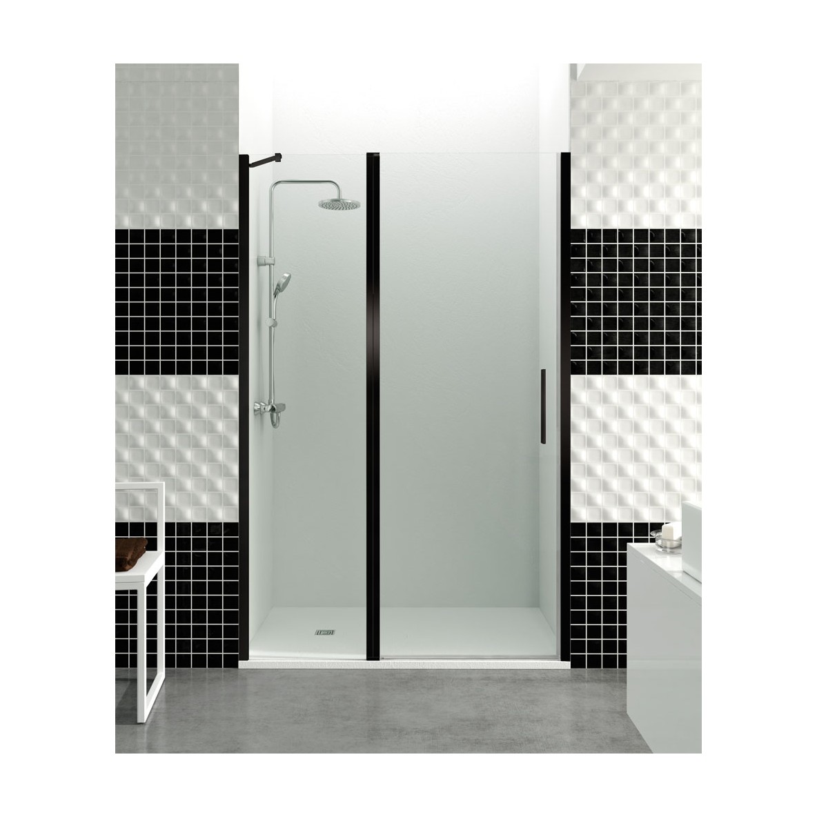 Parois fixe frontale + Parois battante fermeurte profilé aimant mural OPEN COMBI D