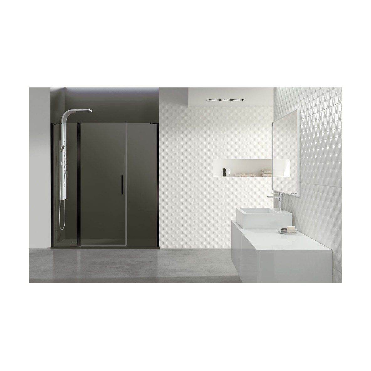 Paroi battante entre deux parois fixe OPEN COMBI F