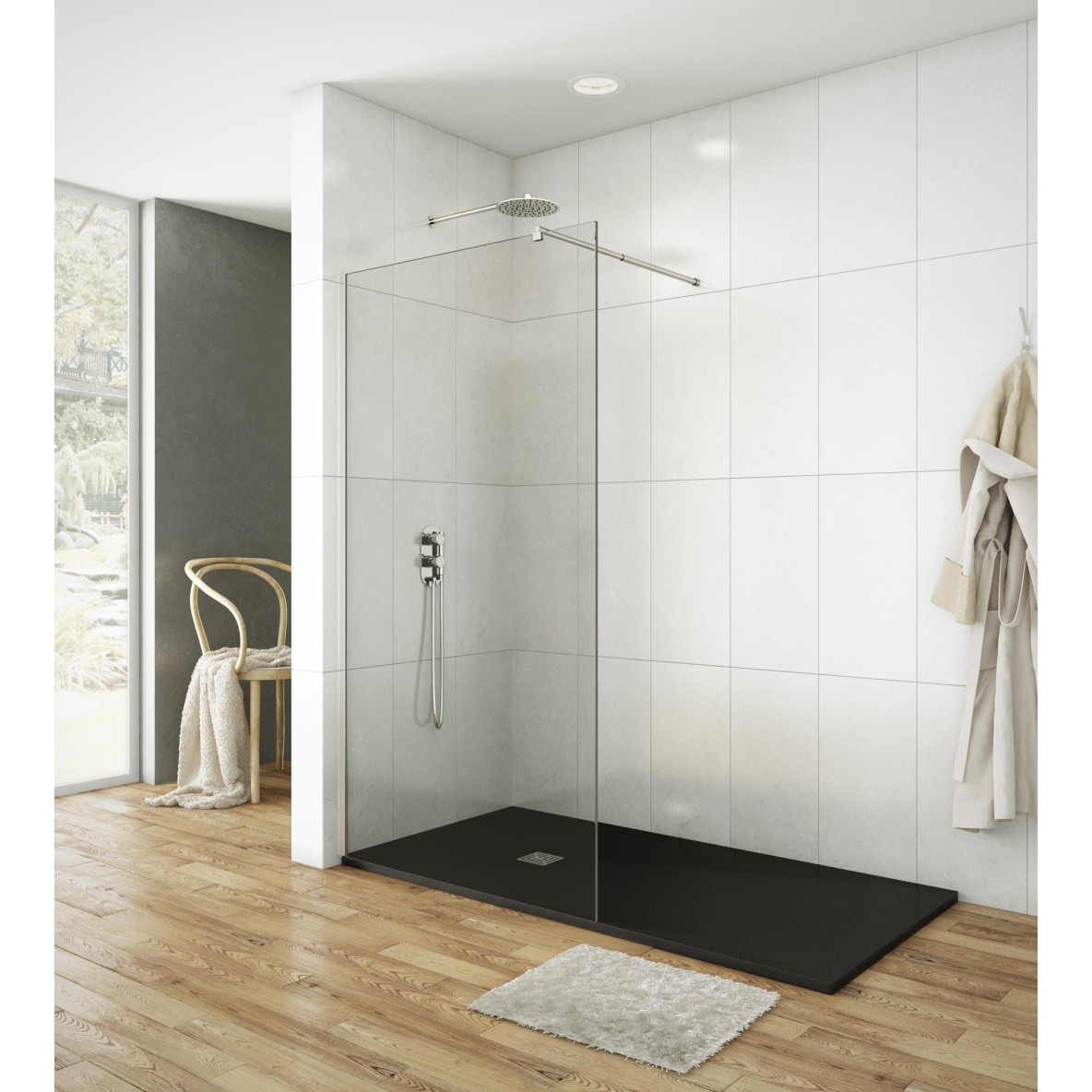 Parois fixe sur mesure 90x175cm SCREEN Chromé 8mm