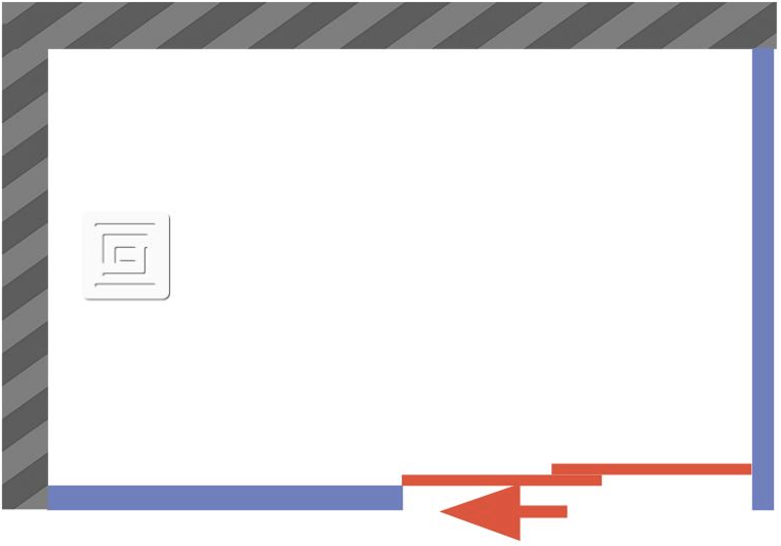 Double porte coulissante en niche fermeture sur verre fixe latérale